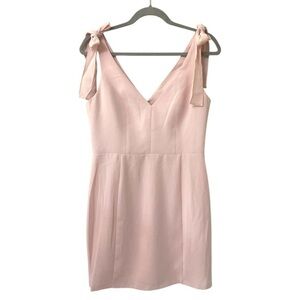 Amanda Uprichard Allora Blush Light Pink Bow V Neckline Dress